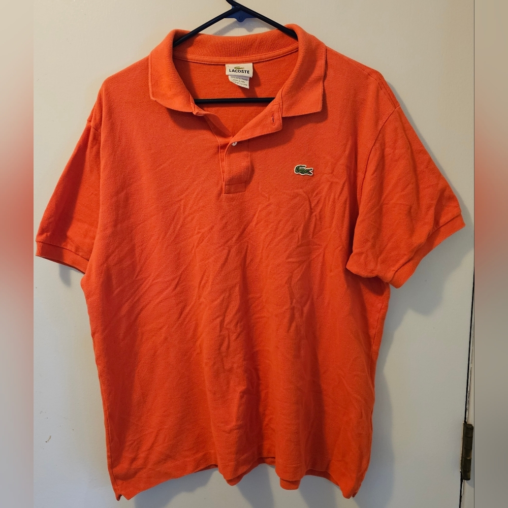 Lacoste Polo Shirt Men's Size 6 (XL) Orange Short Sleeve 100% Cotton